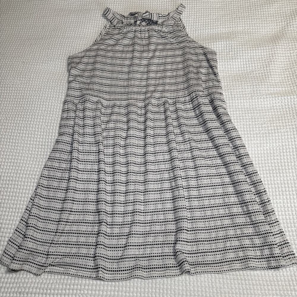 LOFT Halter Neck White Black Gold Embroidered Dots Sleeveless Dress Womens L NEW